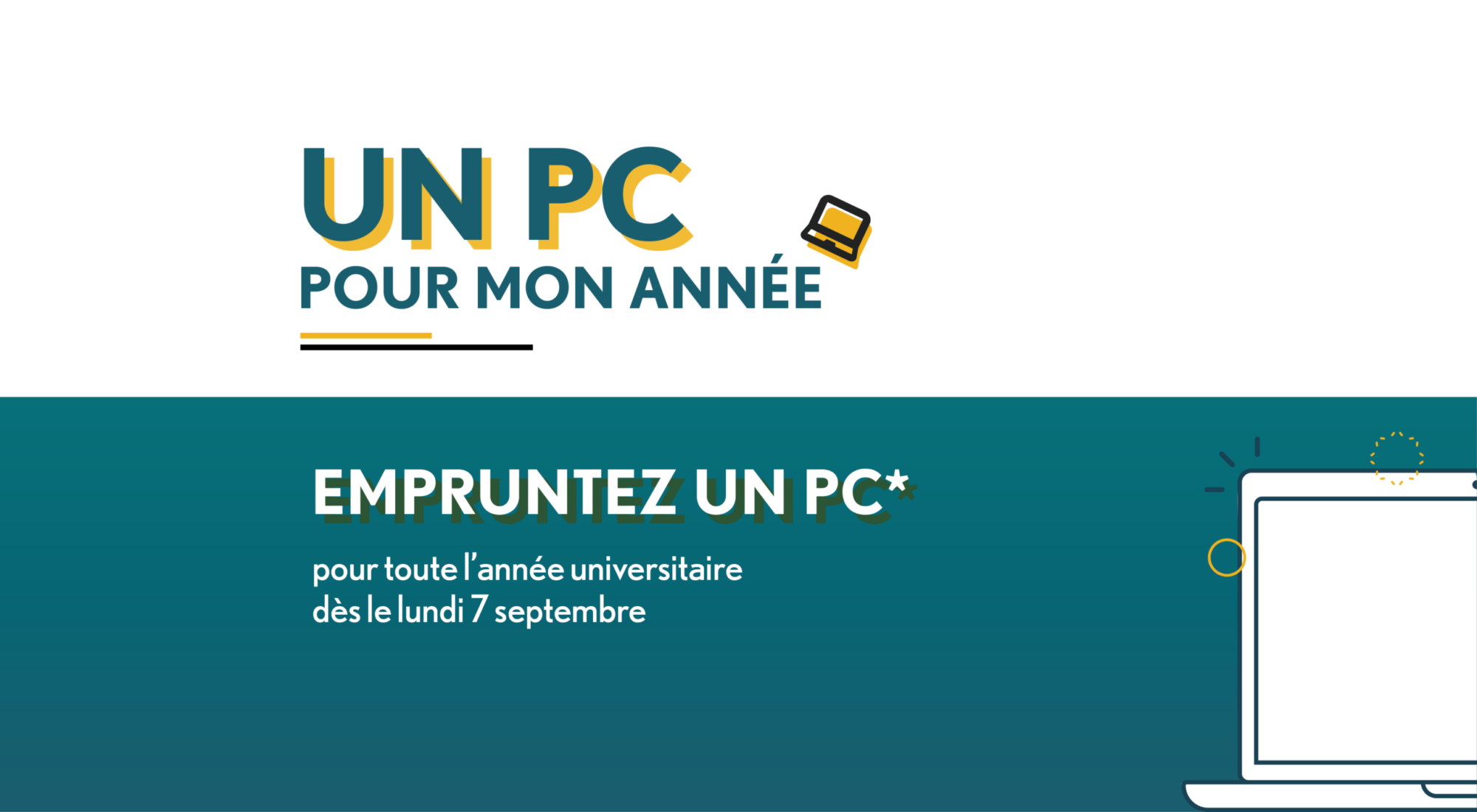 visuel illustrant le lancement du service de prêt de PC à l'année